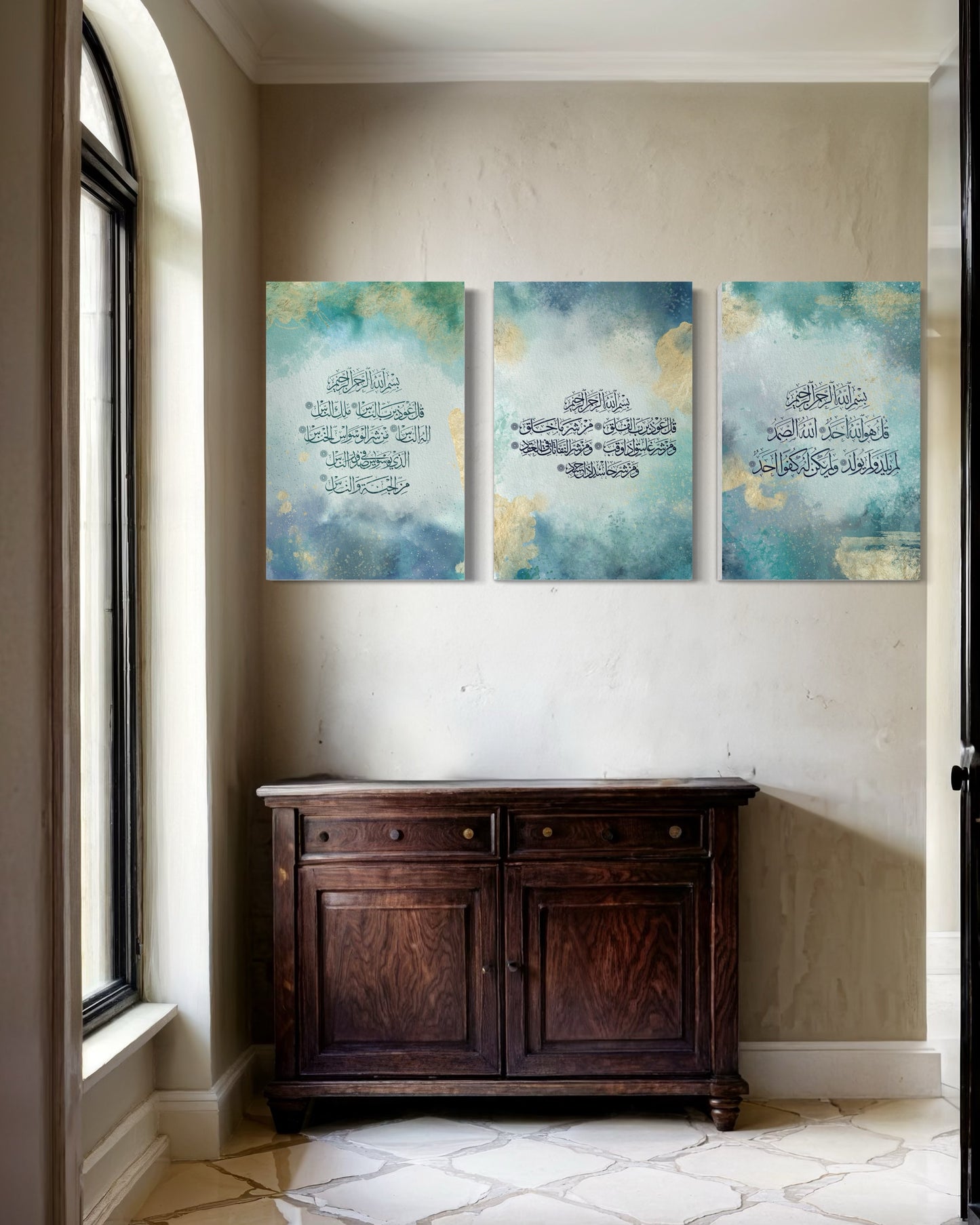 Set of 3 canvases Modern art print on canvas- 3 Quls - Islamic modern Wall Art Print on canvas - ARPS2115
